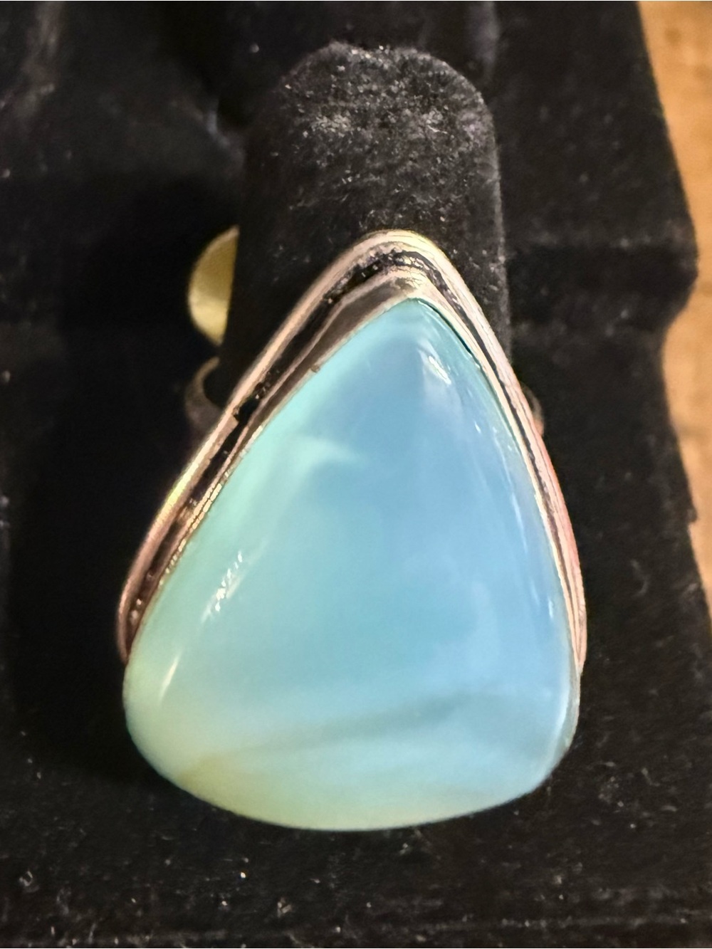 Sterling Silver Blue Stone Teardrop Ring